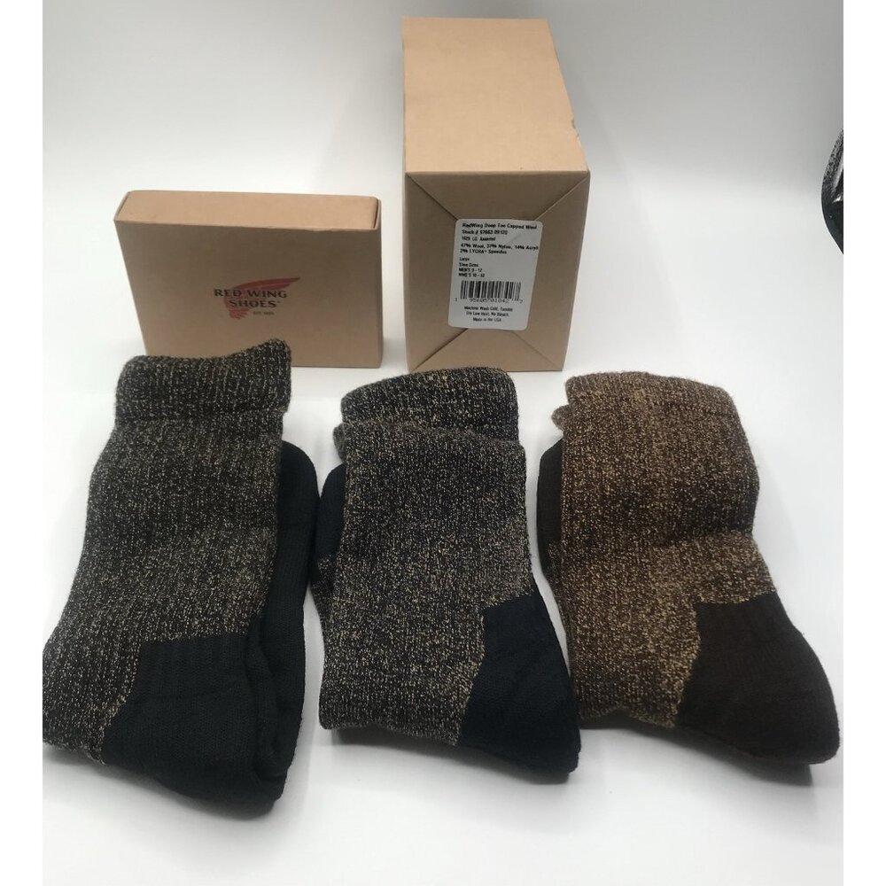 Red Wing Deep Toe Capped Wool Socks 3 Pack‎ 97663 Multicolor Mens 9-12